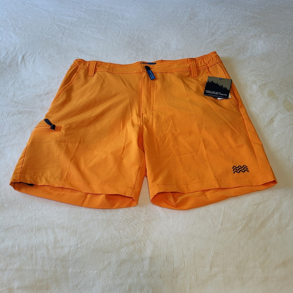 NWT Surf & Swim Co E-Waist Utility Shorts Size XL 7" Inseam UPF 50+ Orange
